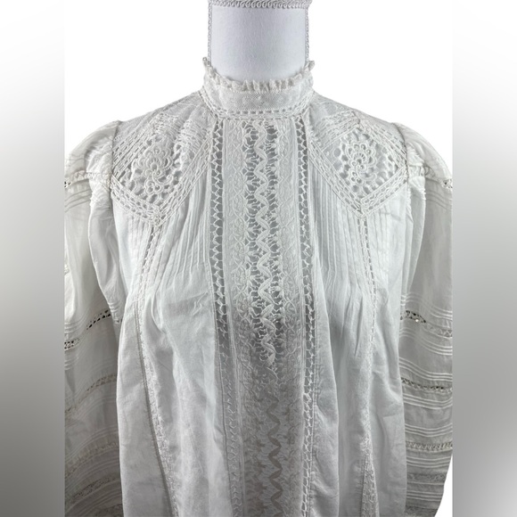 Doen Amaya crochet pintucked organic cotton-voile blouse Victorian Cottagecore - Picture 10 of 16